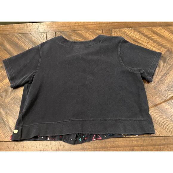 Bechamel Womens Cardigan Size L Black Button Embellished Short Sleeve Cotton - Picture 2 of 8